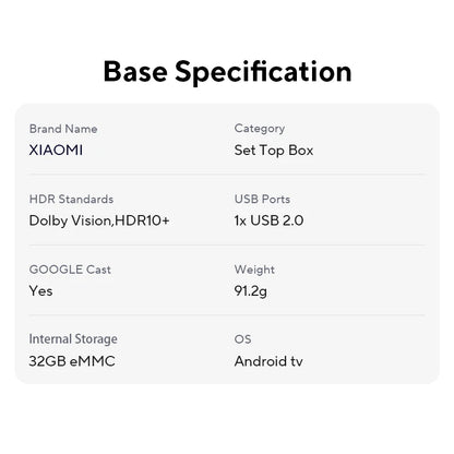 Xiaomi TV Box S 3rd Generation - 4K Ultra HD Smart Media Player with Google TV (32GB, WiFi 6, Bluetooth 5.2) - Global Version
