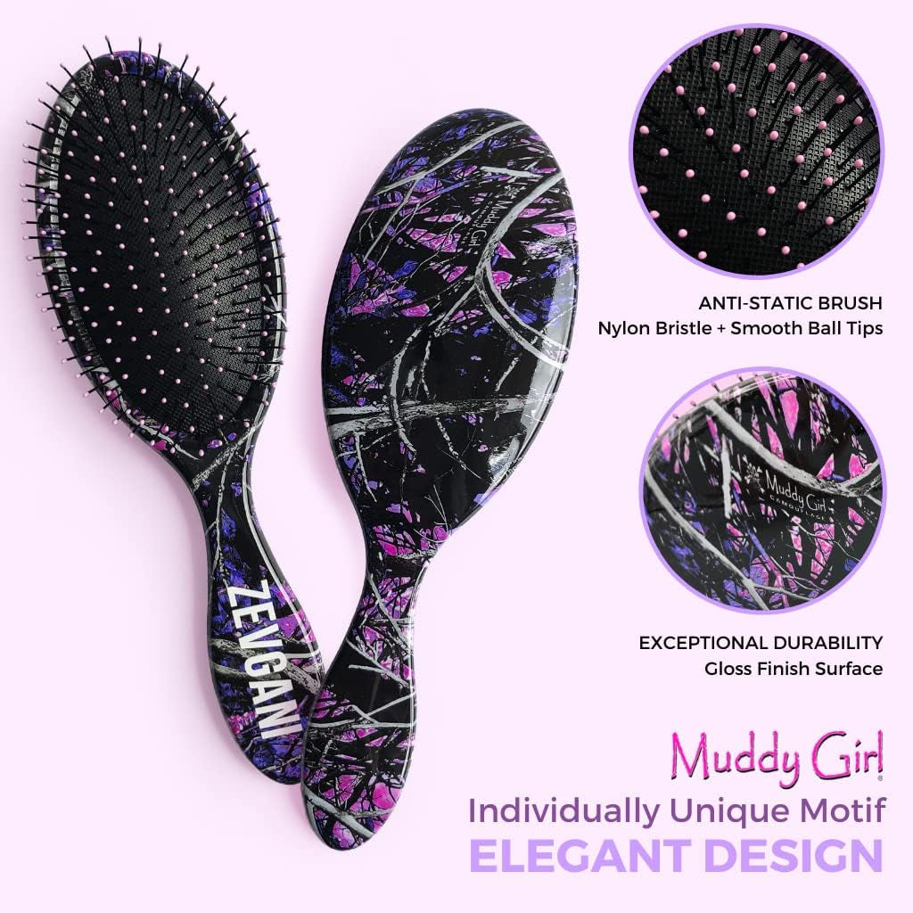 Detangling Hair Brush, Soft Bristle Wet Hair Brush for Women Men Kids Thick Curly Thin Long Short Dry Wet Hair Detangler Smoothing Brush, Brosse a Cheveux, Muddy Girl (Pink)