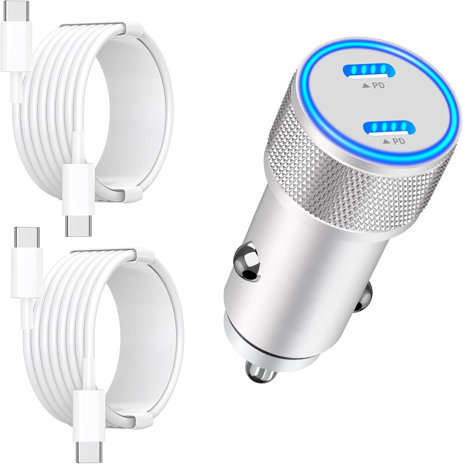 【Apple Mfi Certified】Iphone 16 Car Charger Fast Charging,  90W PD Power Cigarette Lighter USB-C Car Carplay Charger with 2Pack Type-C Cable for Iphone 16 Pro Max/15/15 Pro/Galaxy S24/S23/Pixel