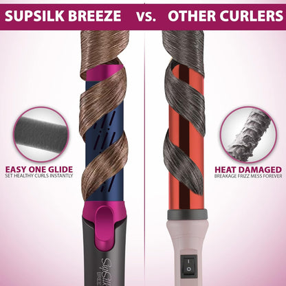 Breeze Airflow Hair Styler, 2-In-1 Hair Straightener and Curler, Create No Damage Long Last Bouncy Curls Waves & Smooth Straight, Ceramic Tourmaline Flat Iron Curling Iron with 5 Heat Settings