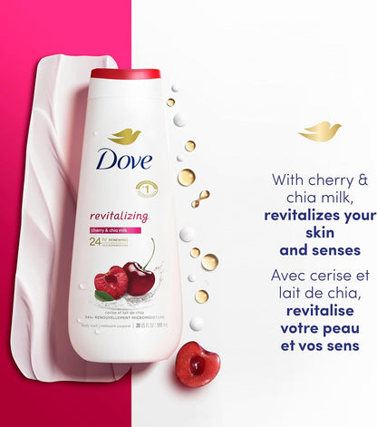 Body Wash for 24Hr Lotion-Soft Skin Revitalize Cherry and Chia Milk Moisturizing Skin Cleanser with No Sulfates No Parabens 591 Ml