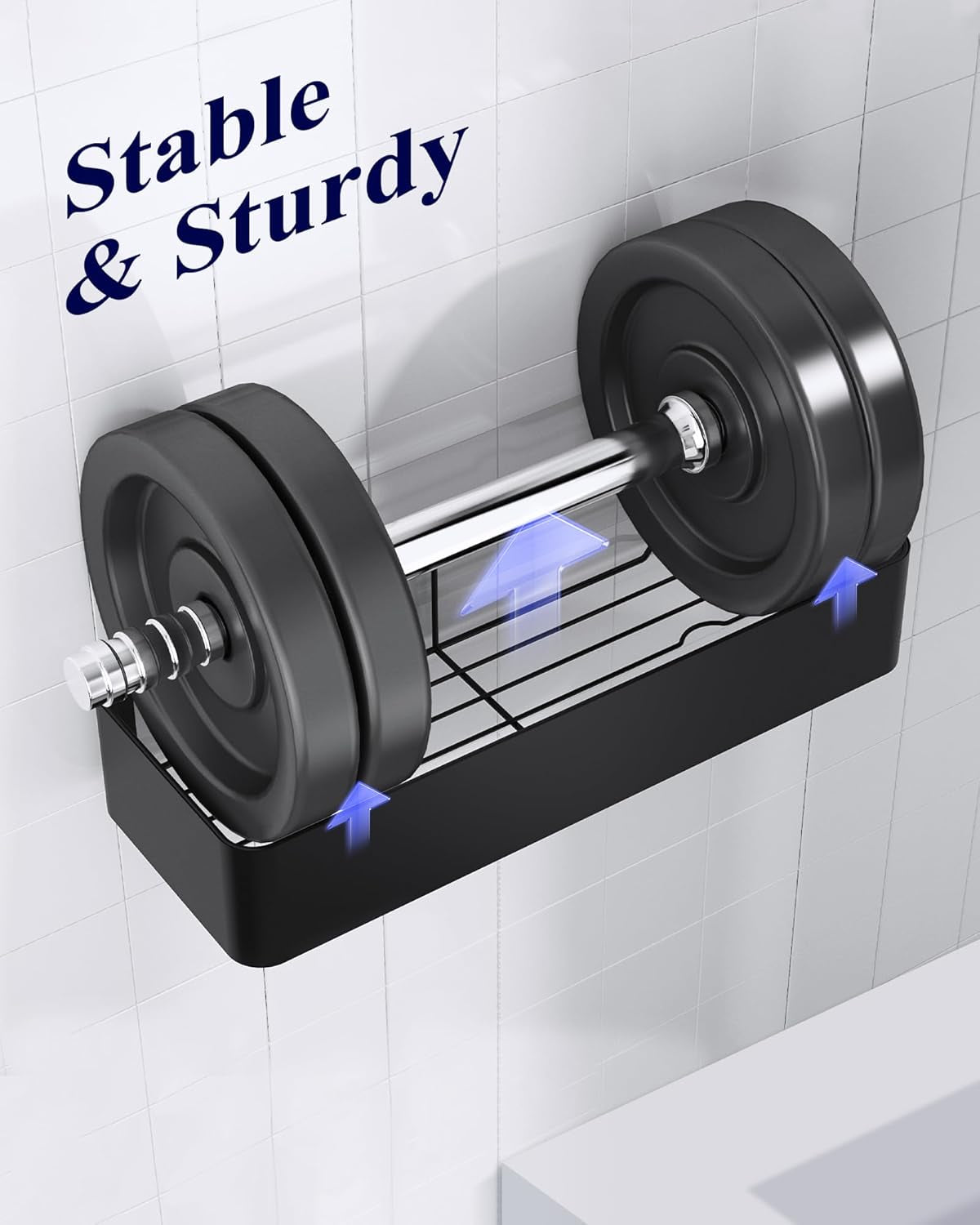 Large Shower Caddy - 2 Pack Adhesive Shower Organizer, Drill-Free Shower Shelves for inside Shower, Rustproof Bathroom Shelf Shower Shelf for Bathroom, Black