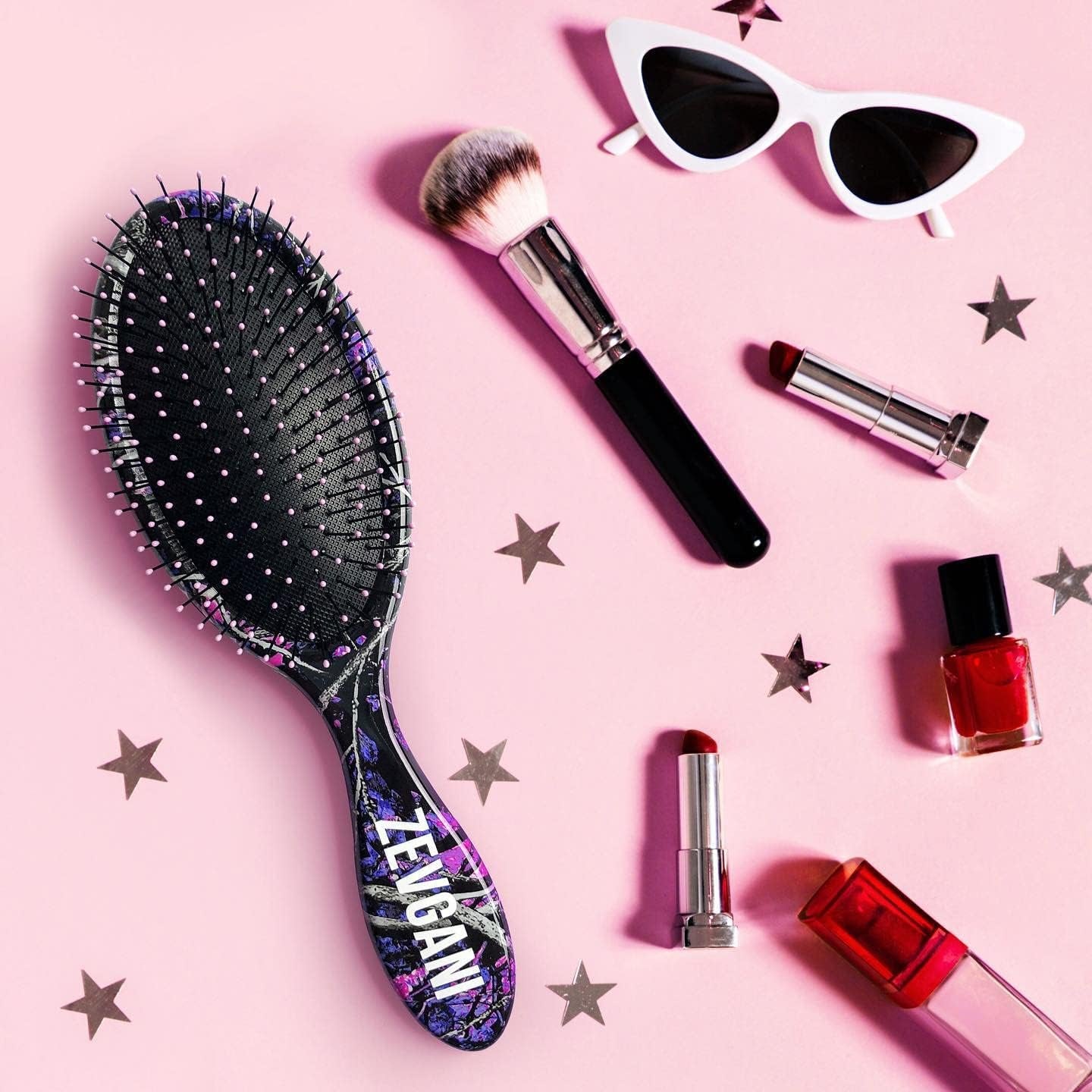 Detangling Hair Brush, Soft Bristle Wet Hair Brush for Women Men Kids Thick Curly Thin Long Short Dry Wet Hair Detangler Smoothing Brush, Brosse a Cheveux, Muddy Girl (Pink)