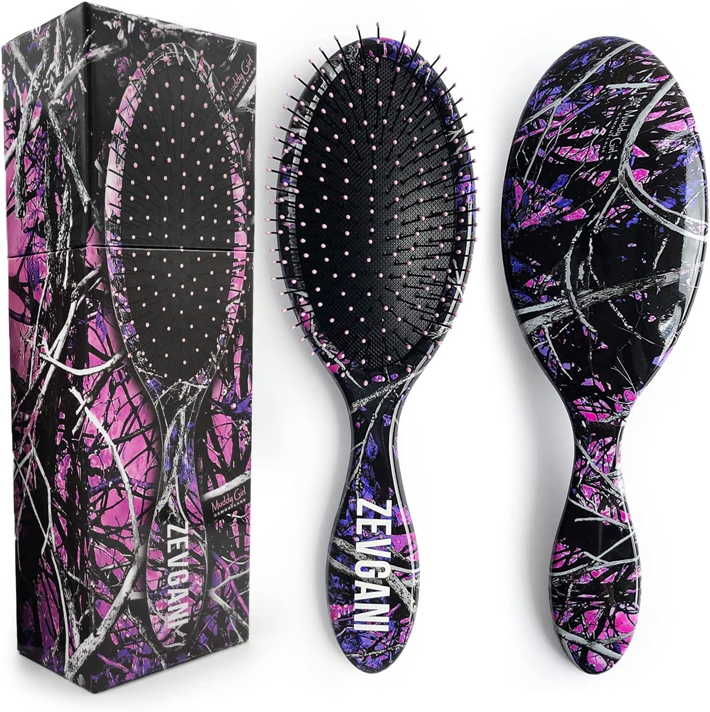 Detangling Hair Brush, Soft Bristle Wet Hair Brush for Women Men Kids Thick Curly Thin Long Short Dry Wet Hair Detangler Smoothing Brush, Brosse a Cheveux, Muddy Girl (Pink)