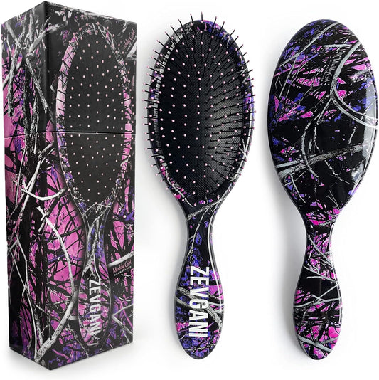 Detangling Hair Brush, Soft Bristle Wet Hair Brush for Women Men Kids Thick Curly Thin Long Short Dry Wet Hair Detangler Smoothing Brush, Brosse a Cheveux, Muddy Girl (Pink)