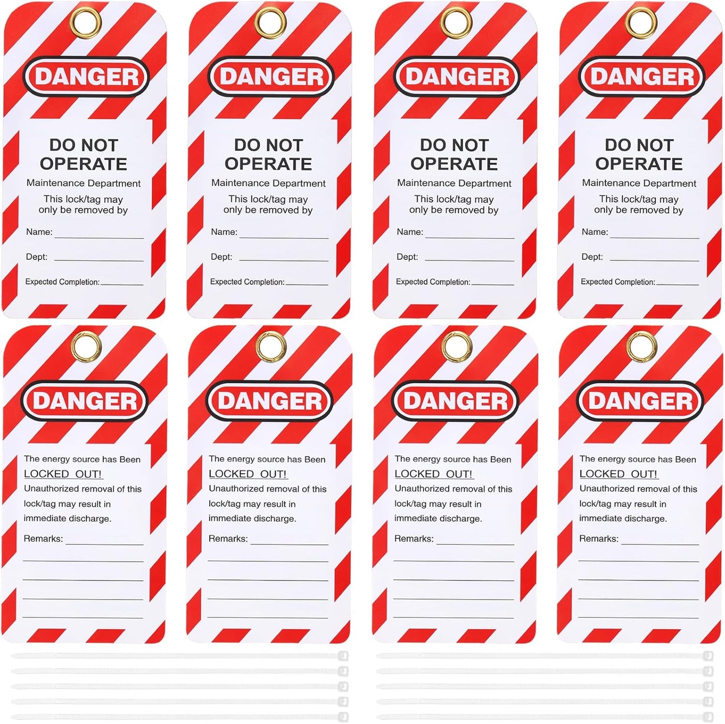 Set of 50 Lockout Tagout Tags with Zip Ties – “Danger Do Not Operate” Safety Tags, Tear & Water Resistant, OSHA Compliant, Out of Service & Equipment Repair