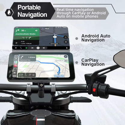 6.5Inch Motorcycle Carplay Android Auto Navigation Monitor Tire Pressure Display Portable IPS Screen Waterproof AUX Bluetooth