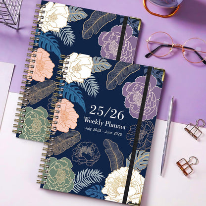 Planner 2025-2026,Agenda 2025-2026, July 2025 to June 2026 Monthly Weekly Calendar Planner with Month Tabs, 6.1" X 8.5" Hardcover Spiral Bound Cover for Daytimer Schedule Work School (A01)