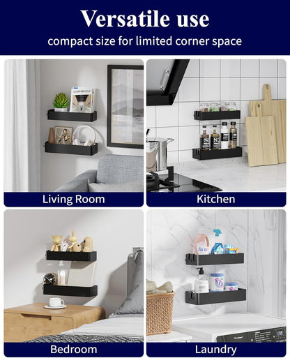 Large Shower Caddy - 2 Pack Adhesive Shower Organizer, Drill-Free Shower Shelves for inside Shower, Rustproof Bathroom Shelf Shower Shelf for Bathroom, Black