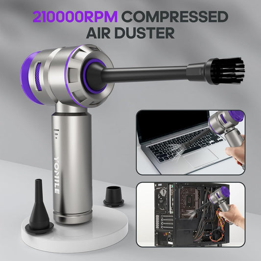 Mini Vacuum Cleaner, 2 in 1 21000PA Brushless Car Vacuum &210000RPM Air Duster 9000Mah Battery Air Blower Wireless Handheld Vacuum for Car,Office and Home (21Kpa, Purple)