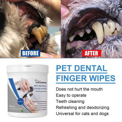 Pet Cleaning Wipes Dog Dental Finger Wipes Remove Tartar Deoderant Puppy Teeth Oral Cleaning Tool Cat Disposable Grooming Tools
