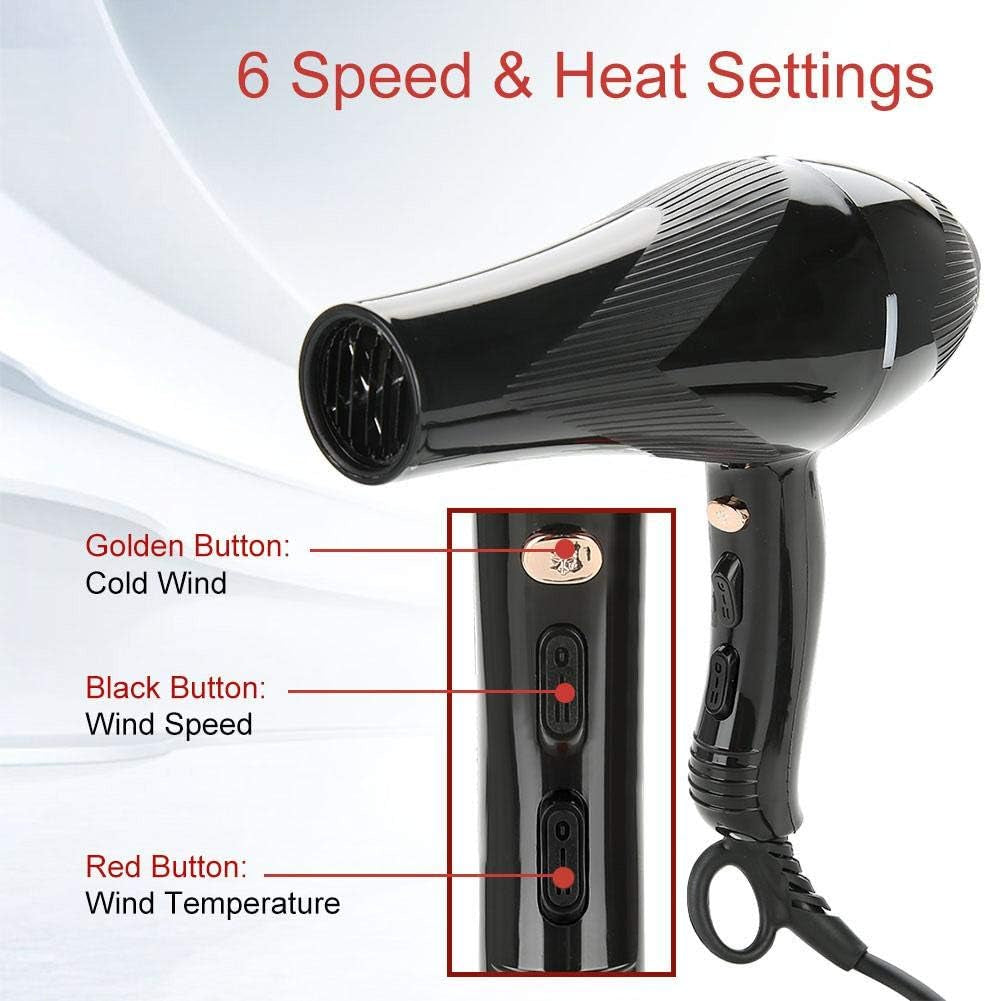 Hair Dryer with Diffuser 3000W, 3 Temperature Levels and 2 Speeds Hair Dryer Cold and Hot Air Blower Electric Hair Dryer
