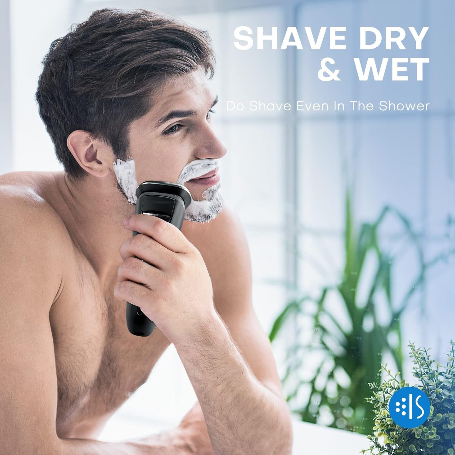 Electric Shaver for Men, 100% Washable Rotary Shaver, Rechargeable Electric Razor Wet & Dry Shaving with Pop-Up Trimmer, 1 Hour Fast Charging, 4D Floating Head, LCD Power Indicator - PA188 (Rotary Shaver)