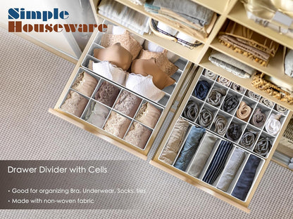 Simplehouseware Closet Underwear Organizer Drawer Divider Set of 4, Grey