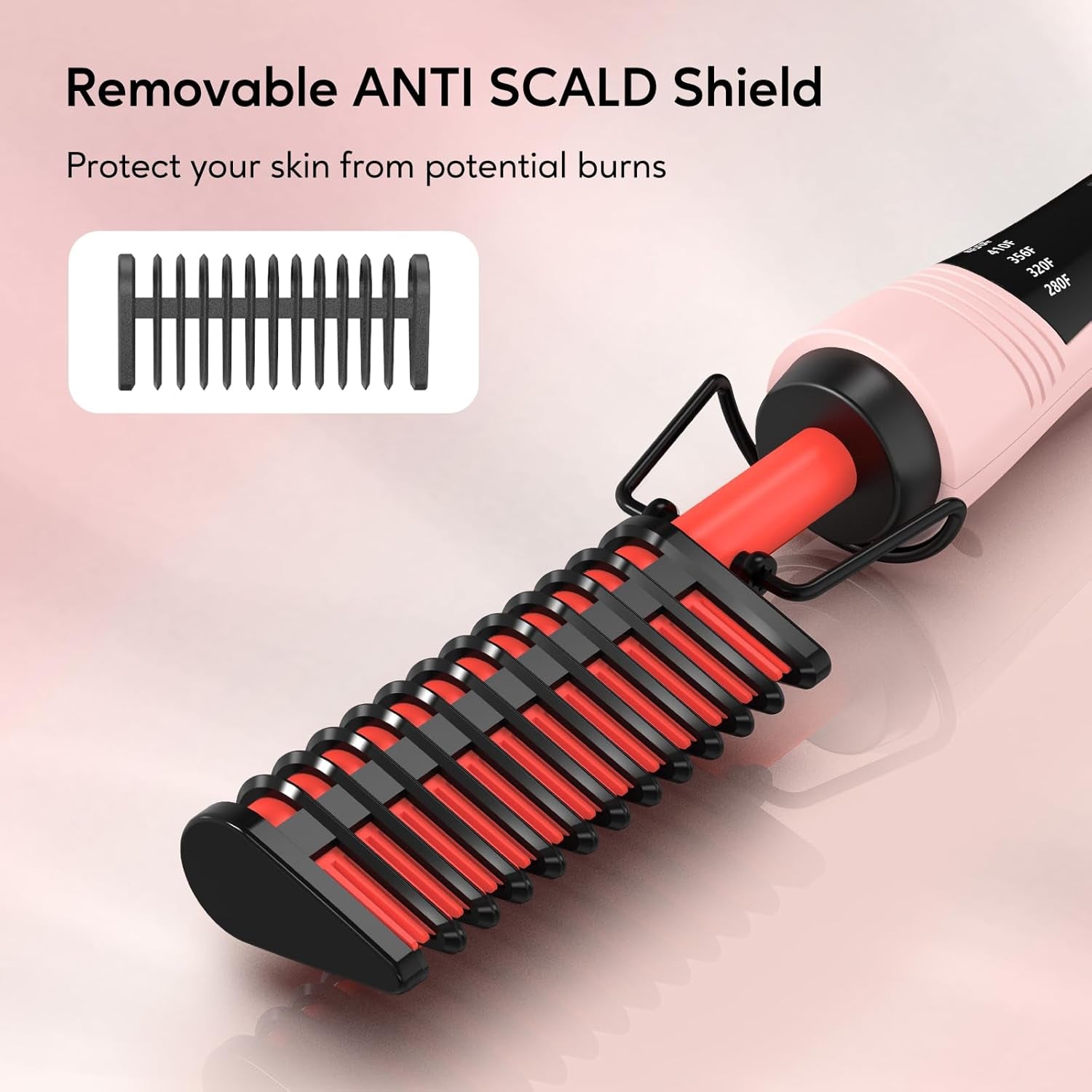 Electric Hot Comb by , Pressing Combs for Black Hair, Wigs & Beard, Anti-Scald Straightening Comb with Keratin & Argan Oil Infused Teeth, Temperatures Adjustable, 60 Min Auto Shut Off