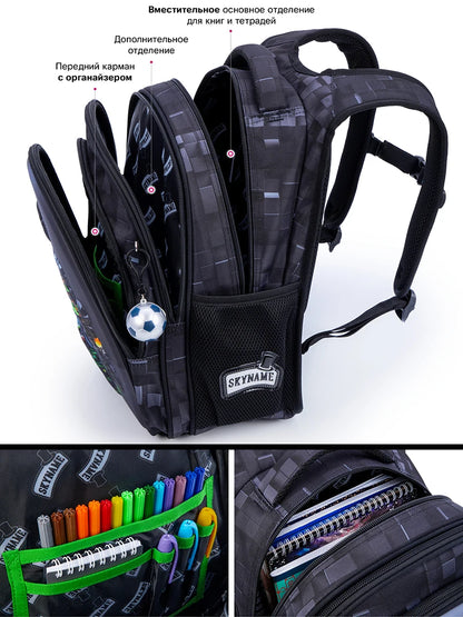 Space Explorer Waterproof School Backpack for Boys – Cartoon Gamer Edition