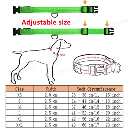 GlowSafe™ 3-in-1 LED USB Rechargeable Pet Collar – Adjustable Night Safety Collar for Dogs & Cats