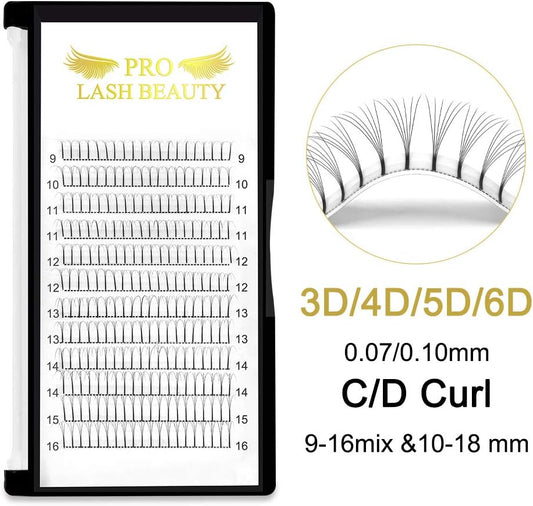 Premade Fans Eyelash Extensions 3D-C-0.10-13 Long Stem Premade Volume Eyelash Extensions C D Curl .07 .10 Premade Volume Fans(3D-C-0.10-13 Mm)