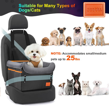 Petsport Dog Car Seat - Harness Booster Seat with Memory Foam, Waterproof for Small Dogs
