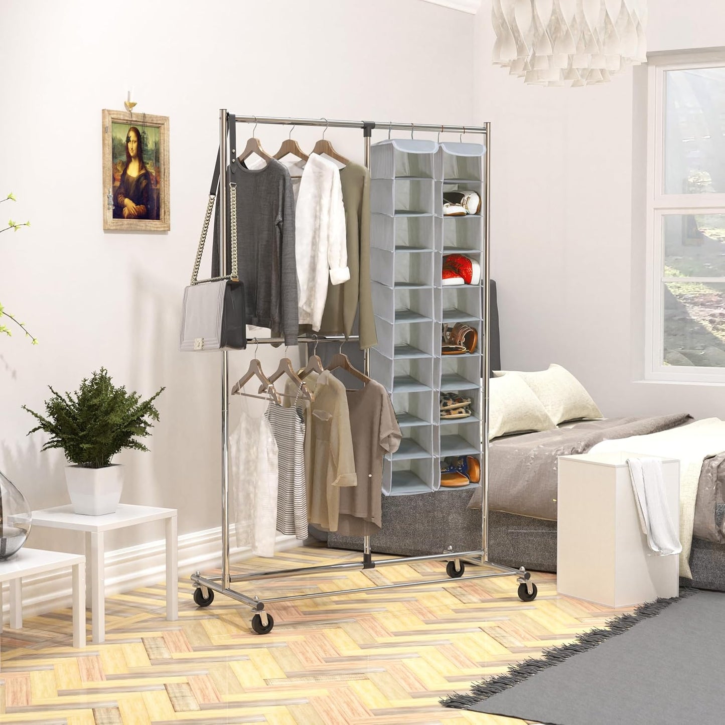 Simplehouseware 10 Shelves Hanging Shoes Organizer Holder for Closet, Grey