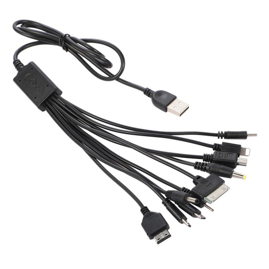 10 in 1 Universal Multifunction Cable Fit USB Charger Cell Mobile Phone Mp4 Zaf Black