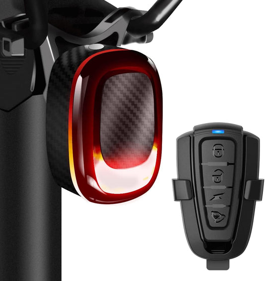 Bike Alarm Tail Light: Wireless Remote Bicycle Rear Light USB-C Rechargeable Smart Motion anti Theft Taillight with Loud Horn Red Led Flashing Lights Waterproof High Lumen Cycling Back Light
