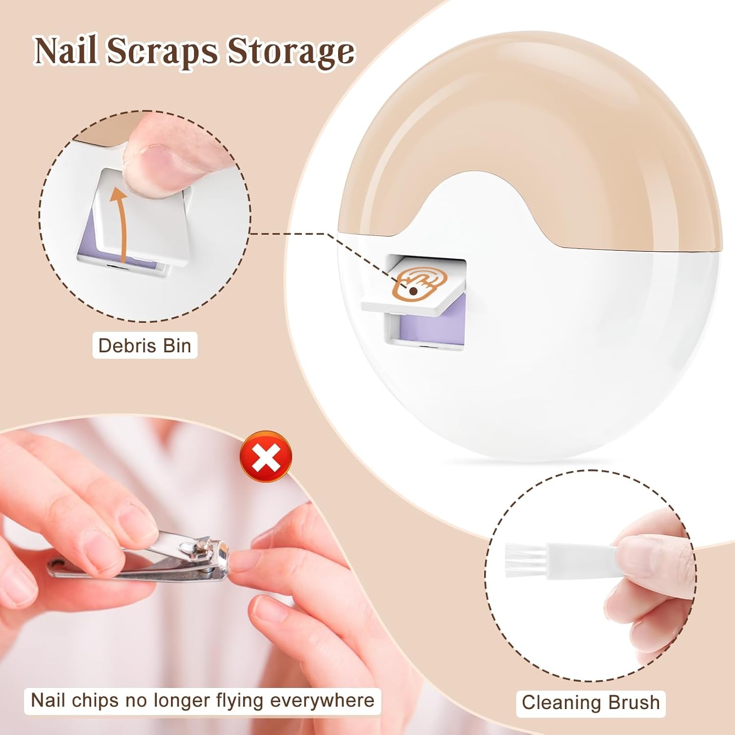 Electric Nail Clipper, 2 in 1 Fingernail Cutter and File, Automatic Nail Clippers with 2 Speeds and Nail Scraps Storage, USB Rechargeable Safety Fingernail Trimmer for Baby Kids Seniors Adult