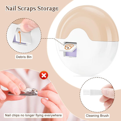 Electric Nail Clipper, 2 in 1 Fingernail Cutter and File, Automatic Nail Clippers with 2 Speeds and Nail Scraps Storage, USB Rechargeable Safety Fingernail Trimmer for Baby Kids Seniors Adult