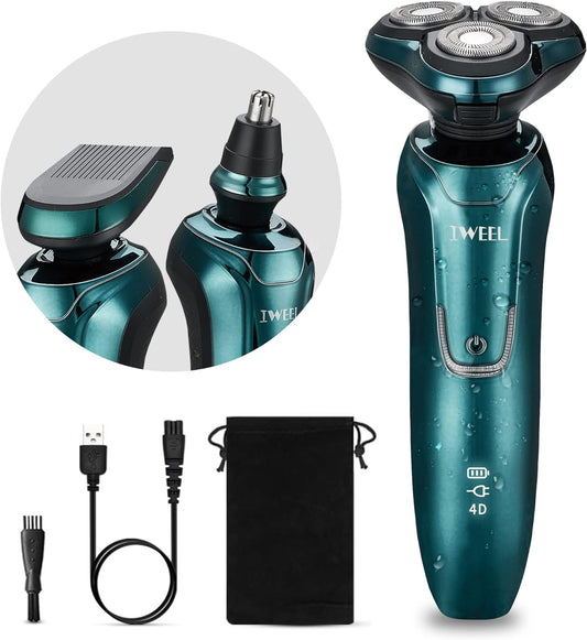Electric Razor for Men, Waterproof IPX7 Beard Shavers for Men Face 3 in 1 Rotary Shavers Nose Sideburn Trimmer Cordless Rechargeable Shaving Kit Wet Dry Use