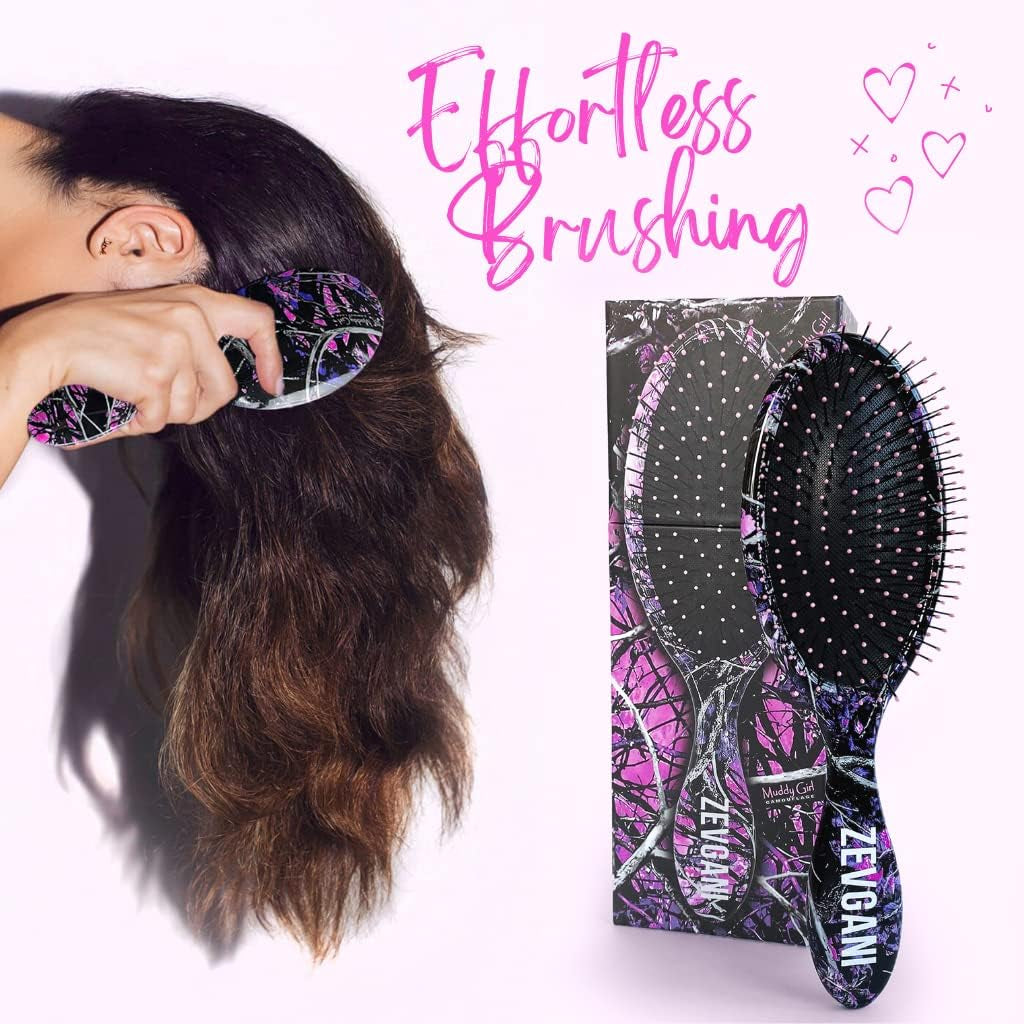 Detangling Hair Brush, Soft Bristle Wet Hair Brush for Women Men Kids Thick Curly Thin Long Short Dry Wet Hair Detangler Smoothing Brush, Brosse a Cheveux, Muddy Girl (Pink)