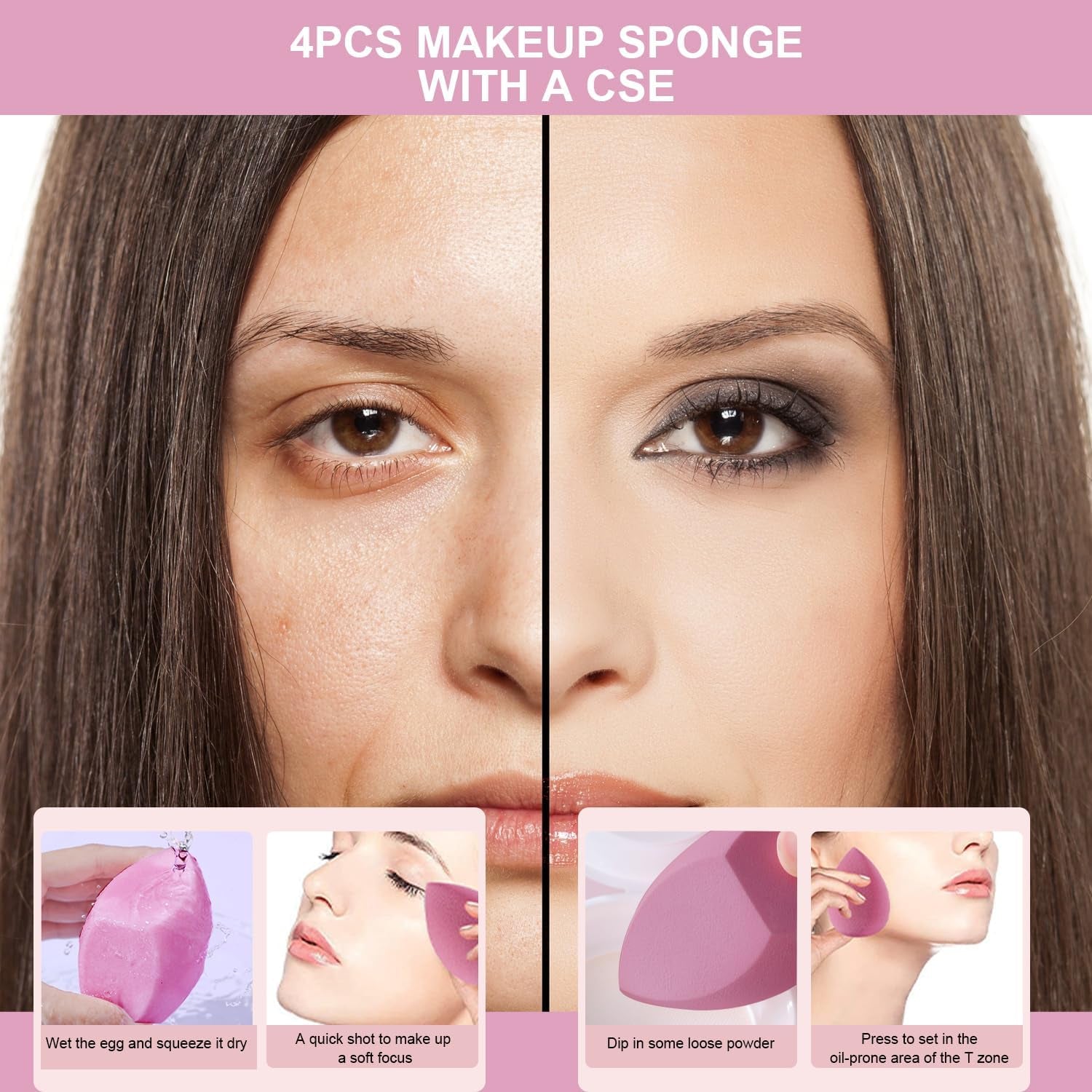 Makeup Sponge, Beauty Blender Multi Color Make up Sponge Set, 7Pcs/Set Makeup Sponge with Storage Container, Includes 4Pcs Beauty Egg and 3Pcs Mini Beauty Egg