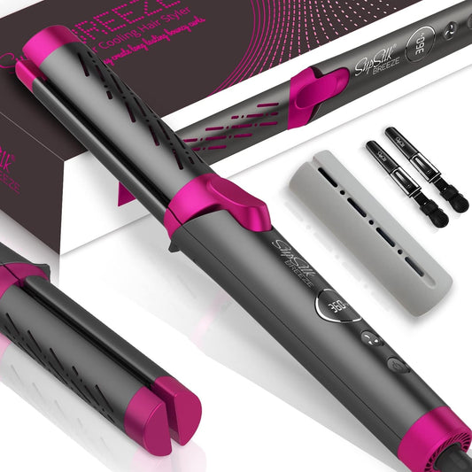 Breeze Airflow Hair Styler, 2-In-1 Hair Straightener and Curler, Create No Damage Long Last Bouncy Curls Waves & Smooth Straight, Ceramic Tourmaline Flat Iron Curling Iron with 5 Heat Settings