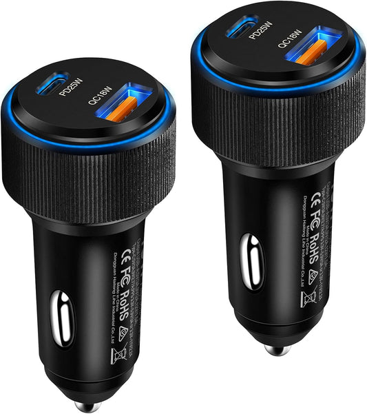 Car Charger,43W USB C Car Charger 2Pack PD Fast Charge,Cigarette Lighter Adapter Work for Iphone16 15 14 13 12 11 Pro Max Mini XR X 8 Ipad Samsung S22 S21 Google